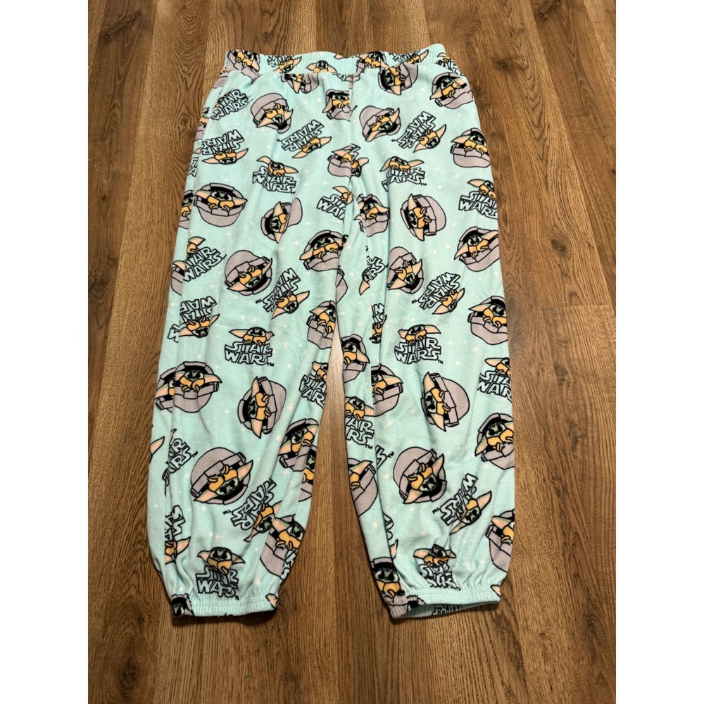 Star Wars Pajama Girls Size M 8-10 Blue Fleece Pants Baby Yoda Mandalorian